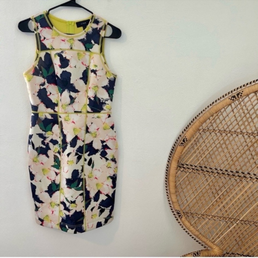 J. Crew floral print neoprene scuba material sheath mini dress 
size 2